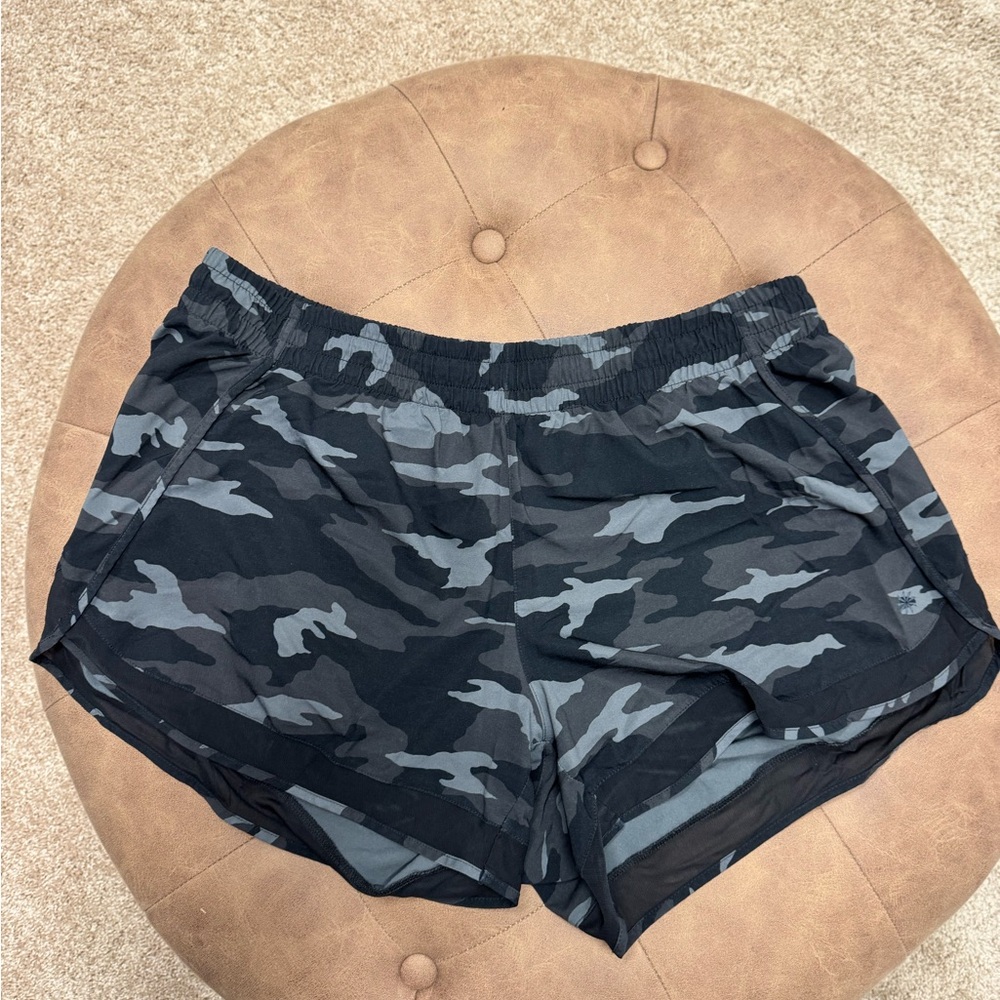 Athleta Black and Gray Camo Athletic Shorts